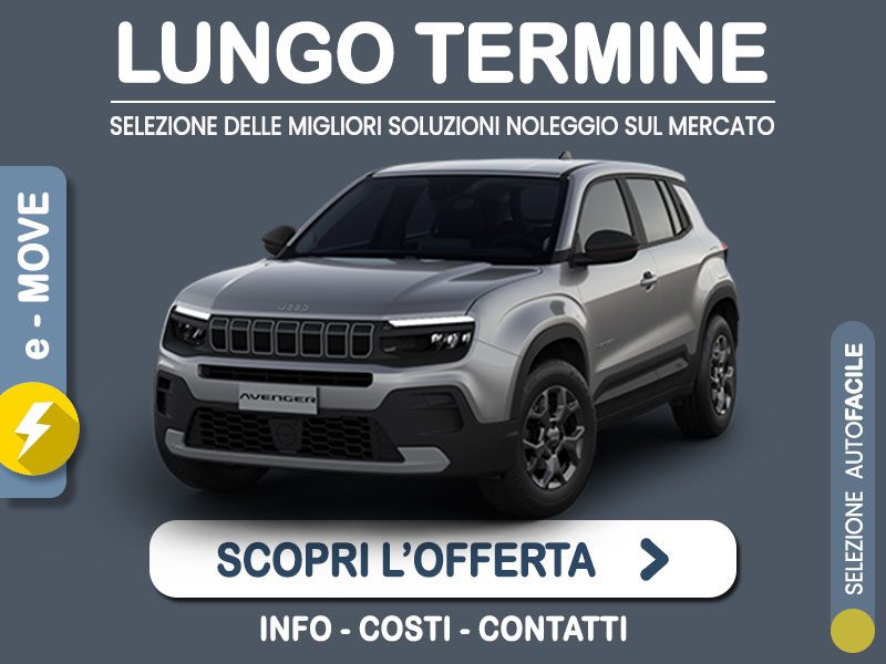 Offerta SUV e CrossOver JEEP AVENGER elettrica Longitude: l'offerta noleggio del broker Medicredit Rent con la formula speciale e-MOVE di Leasys Elettrica  foto 0
