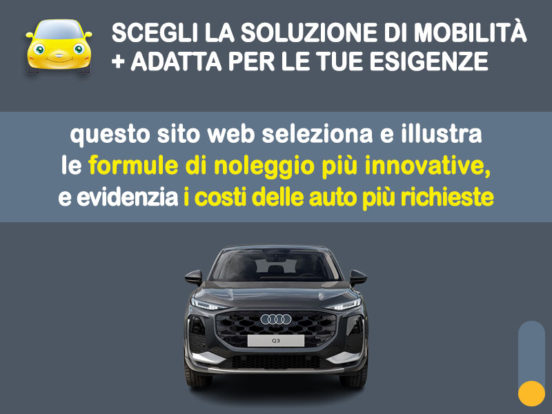 Offerta SUV e CrossOver AUDI Q3 Sportback e-Hybrid: la quotazione più aggiornata del broker Medicredit Rent per il noleggio a lungo termine [febbraio 2026] Plug-in Hybrid  foto 1