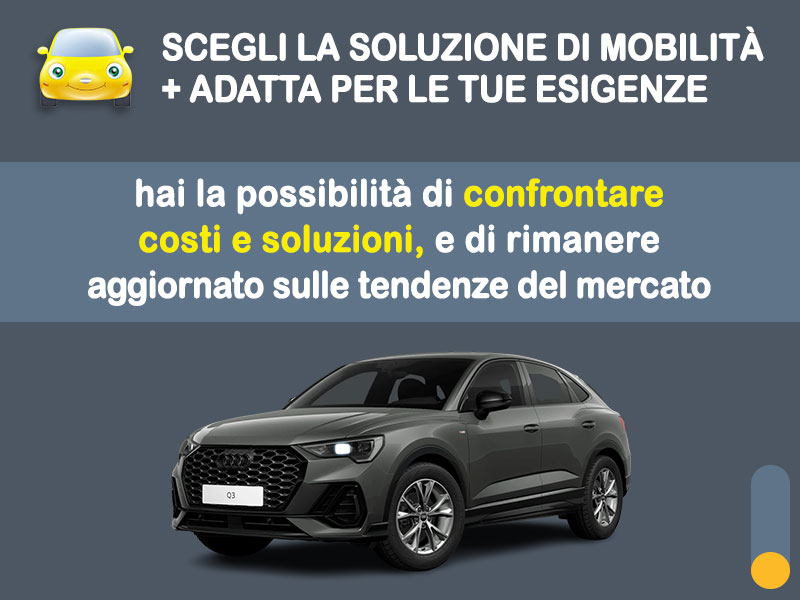 Offerta SUV e CrossOver Noleggio AUDI Q3 Sportback TFSI 110kW S tronic - promo PREMIUM: l'offerta speciale di Medicredit Rent con canone scontato [aprile 2026] Ibrida - benzina (MHEV)  foto 2