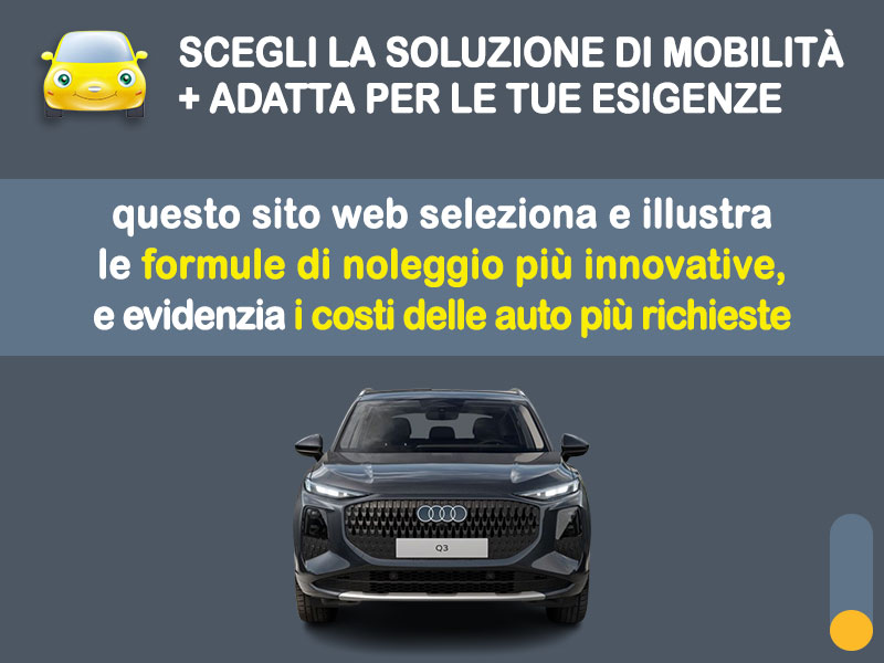 Offerta SUV e CrossOver Noleggio AUDI Q3 TFSI 110kW S tronic - promo PREMIUM: l'offerta speciale di Medicredit Rent con canone scontato [aprile 2026] Ibrida - benzina (MHEV)  foto 1