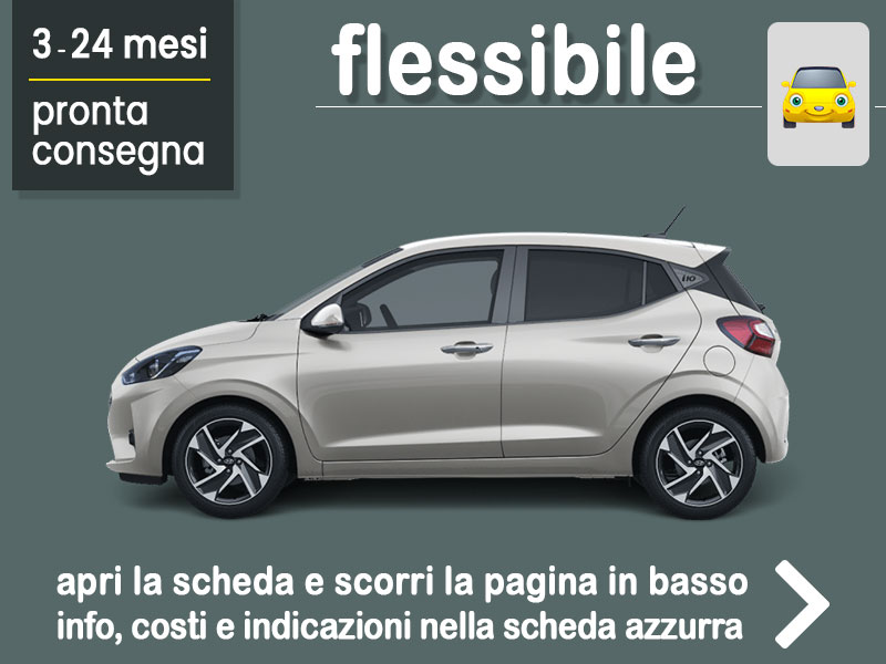 Offerta City car Noleggio HYUNDAI i10 MPI Advanced in pronta consegna: scopri l’offerta flessibile promossa da Medicredit Rent Benzina  foto 0