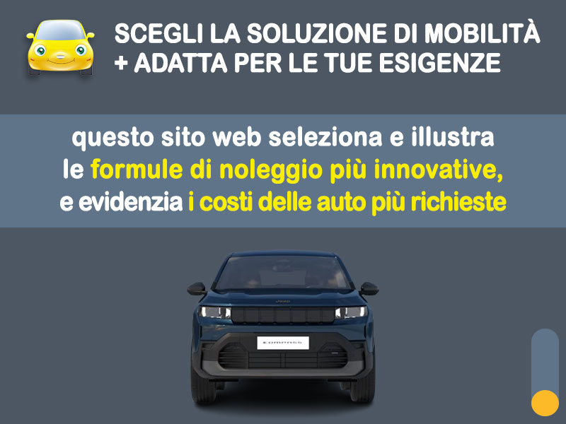 Offerta SUV e CrossOver Noleggio JEEP COMPASS e-Hybrid automatica: l'offerta del broker Medicredit Rent con la formula speciale 