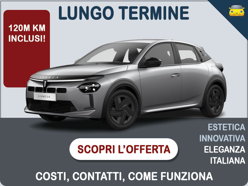 Offerta Berlina Noleggio LANCIA YPSILON Ibrida 100CV e-DCT: scopriamo l'offerta promossa dal broker Medicredit Rent Ibrida - benzina (MHEV)  foto 0