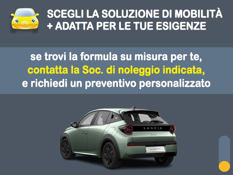 Offerta Berlina Noleggio LANCIA YPSILON ibrida automatica: l'offerta del broker Medicredit Rent con la formula speciale 