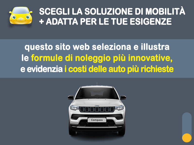 Offerta SUV e CrossOver Noleggio no scoring JEEP COMPASS 4xe Plug-in Hybrid 190 CV Limited: l'offerta RENT TO BUY 2026 del broker MT Motors, con possibilità di acquisto a tariffa agevolata Plug-in Hybrid  foto 1