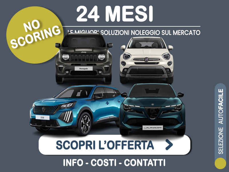 Offerta SUV e CrossOver Noleggio no scoring URBAN SUV 24 mesi a canone zero: ALFA ROMEO JUNIOR ibrida, JEEP RENEGADE 1.5 Hybrid, FIAT 500X 1.6 Mjt, PEUGEOT 2008 1.2 Hybrid - l'innovativa formula promossa da MT MOTORS Varie motorizzazioni  foto 0