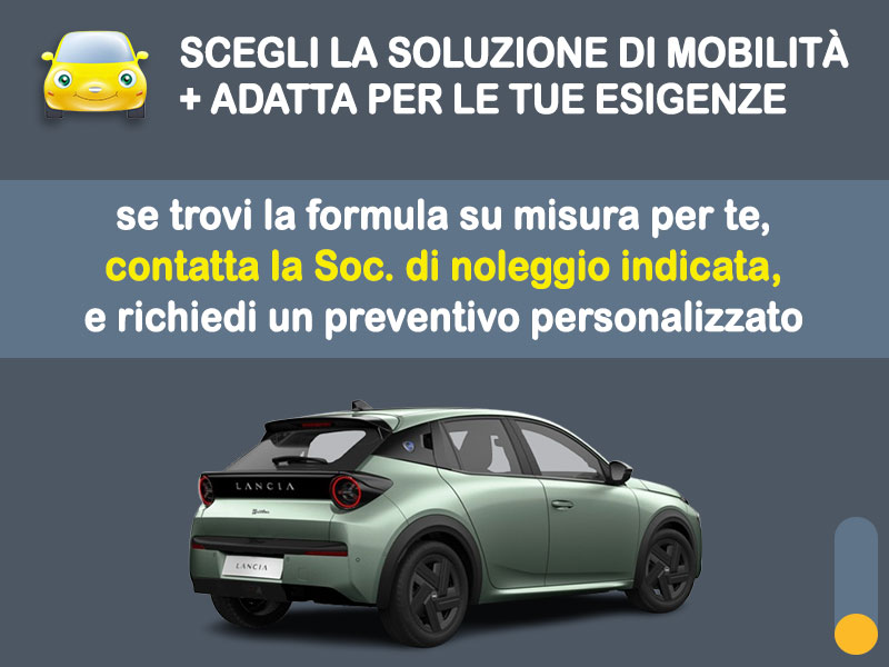 Offerta Berlina Noleggio LANCIA YPSILON ibrida automatica: l'offerta noleggio PAY-PER-USE del broker Medicredit Rent con la formula speciale 