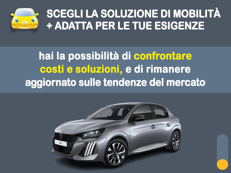 Offerta City car Noleggio PEUGEOT 208 Hybrid 110 e-DCS6: l'offerta noleggio PAY-PER-USE del broker Medicredit Rent con la formula speciale 