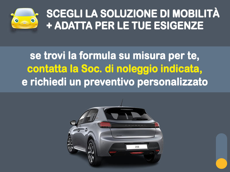 Offerta City car Noleggio PEUGEOT 208 Hybrid 110 e-DCS6: l'offerta noleggio PAY-PER-USE del broker Medicredit Rent con la formula speciale 