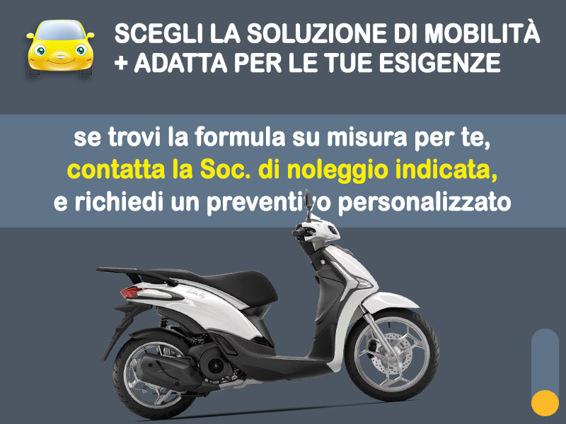 Offerta Scooter Noleggio scooter no scoring: PIAGGIO LIBERTY 125 con parabrezza e bauletto - l'offerta 