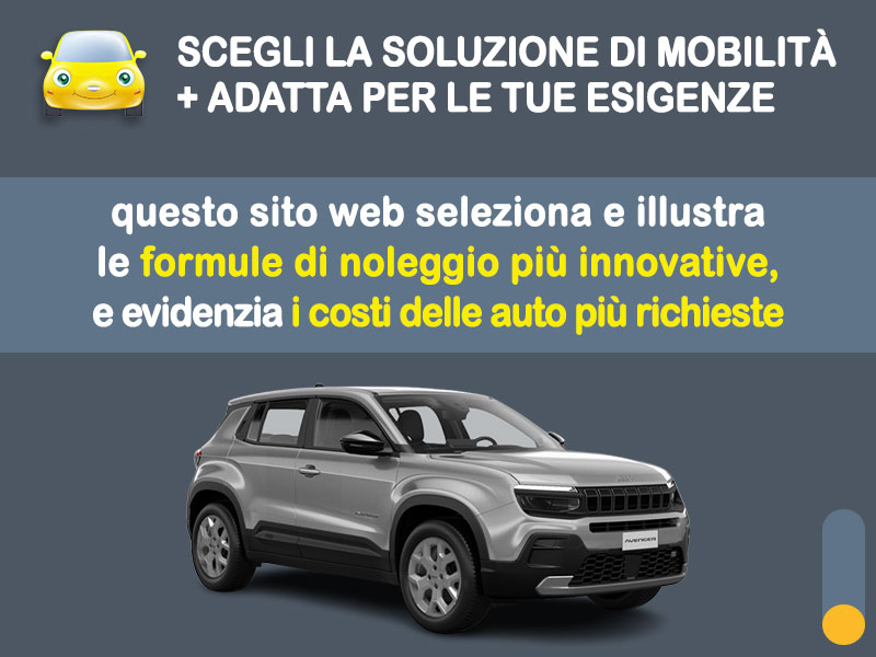 Offerta SUV e CrossOver Promo noleggio JEEP AVENGER e-Hybrid: l'offerta speciale di Medicredit Rent riservata ai Privati, con km illimitati Ibrida - benzina (MHEV)  foto 1