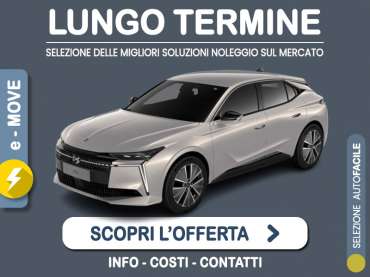 Offerta Berlina DS N°4 E-TENSE 100% elettrica 213 Pallas: l'offerta noleggio del broker Medicredit Rent con la formula speciale e-MOVE di Leasys Elettrica 