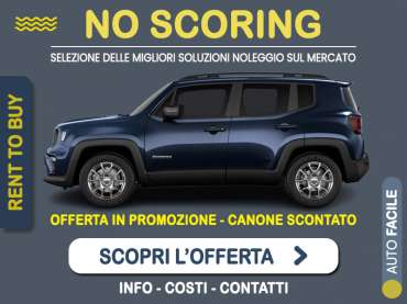 Offerta SUV e CrossOver JEEP RENEGADE MHEV 130 CV Limited DCT: noleggio no scoring - l'offerta RENT TO BUY del broker MT Motors, con possibilità di acquisto a tariffa agevolata Ibrida - benzina (MHEV) 