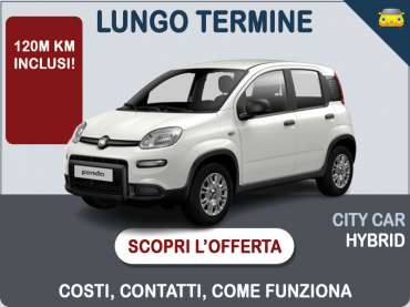 Offerta City car Noleggio FIAT PANDA 1.0 FireFly Hybrid: scopriamo l'offerta promossa dal broker Medicredit Rent Ibrida - benzina (MHEV) 