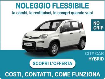 Offerta City car Noleggio flessibile FIAT PANDA 1.0 Hybrid: l'offerta di Medicredit Rent disponibile anche per segnalati in Crif e soc. neocostituite Ibrida - benzina (MHEV) 