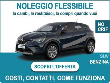 Offerta SUV e CrossOver Noleggio flessibile RENAULT CAPTUR 90CV Equilibre: l'offerta di Medicredit Rent disponibile anche per segnalati in Crif e soc. neocostituite Benzina 