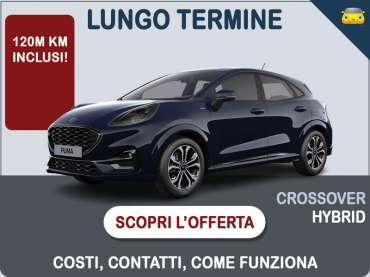 Offerta SUV e CrossOver Noleggio FORD PUMA 1.0 EcoBoost Hybrid 125CV ST-Line: scopriamo l'offerta promossa dal broker Medicredit Rent Ibrida - benzina (MHEV) 