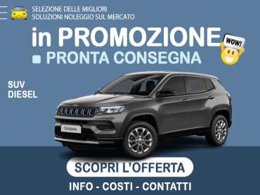 Offerta SUV e CrossOver Noleggio JEEP COMPASS 1.6 Mjt 96kW Limited: scopriamo l'offerta in promozione con auto in pronta consegna del broker Medicredit Rent Diesel 