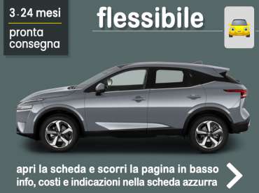 Offerta SUV e CrossOver Noleggio NISSAN QASHQAI 1.3 MHEV Acenta in pronta consegna: scopri l’offerta flessibile promossa da Medicredit Rent Ibrida - benzina (MHEV) 