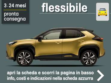 Offerta SUV e CrossOver Noleggio TOYOTA YARIS CROSS 1.5 hybrid (116 CV) E-CVT Adventure AWD-i in pronta consegna: scopri l’offerta flessibile promossa da Medicredit Rent Full Hybrid 