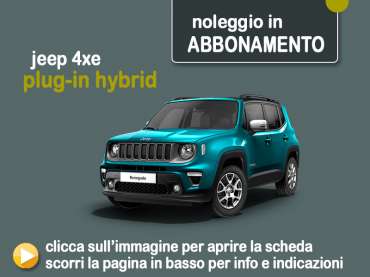 Offerta SUV e CrossOver PLUG & DRIVE: come funziona l’abbonamento alla nuova Jeep Renegade 4xe Plug-in Hybrid. Indicazioni e link Plug-in Hybrid 